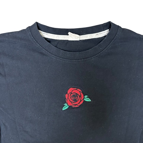 Recycle Threads Moon Rose T Shirt Double Sided Black Size Medium Fitted - Picture 3 of 8